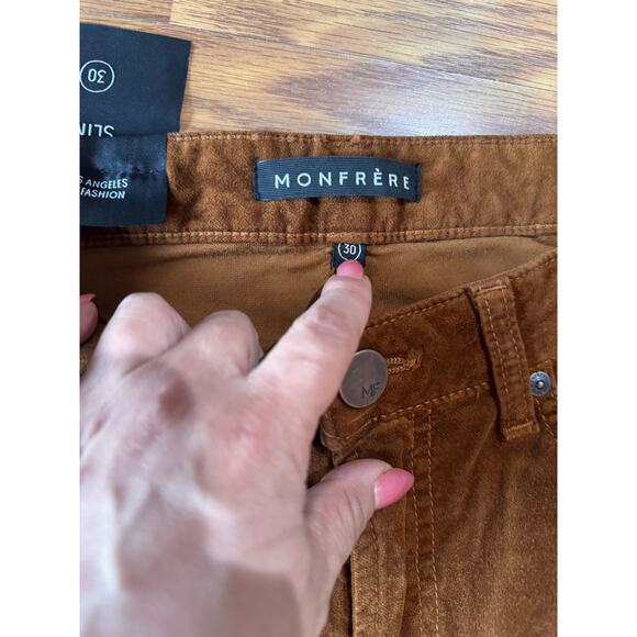 MONFRÈRE Brown Brando Slim Fit Velvet Pants size 30 - Picture 13 of 15